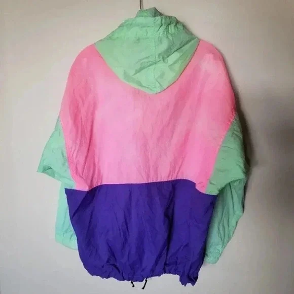 Vintage Neon Pink Purple Green Windbreaker M - Picture 2 of 11